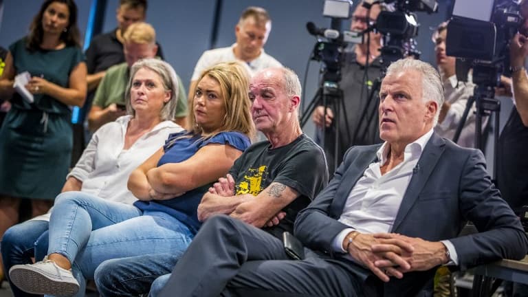 Des membres de la famille de la victime lors d'une conférence de presse organisée ce mercredi à Maastricht