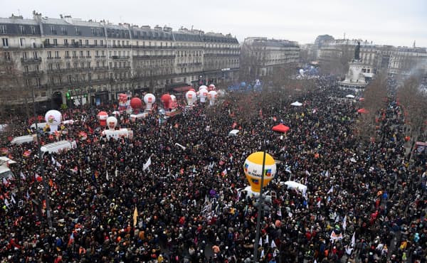 La manifestation parisienne contre la réforme des retraites, le 19 janvier 2023.