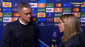Luis Enrique et Margot Dumont après le match de Ligue des champions entre Arsenal et le PSG, le 01/10/2024