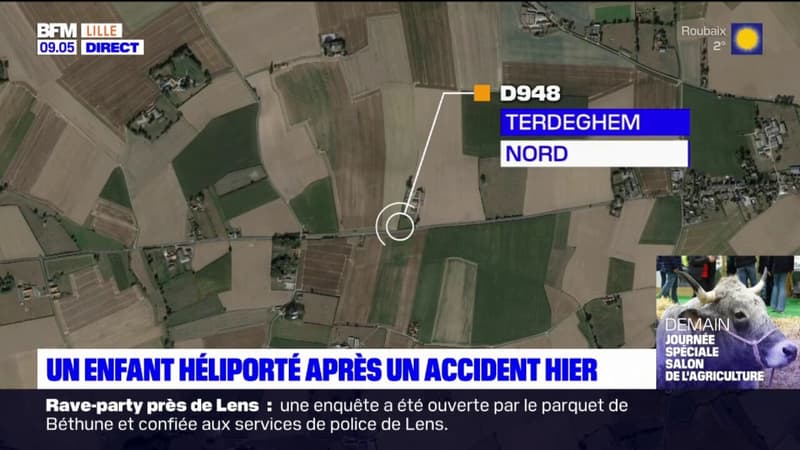 Nord: un enfant héliporté après un accident dimanche à Terdeghem