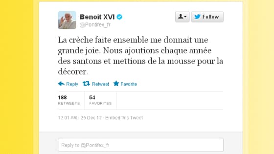 Capture d'écran du compte Twitter français du Pape