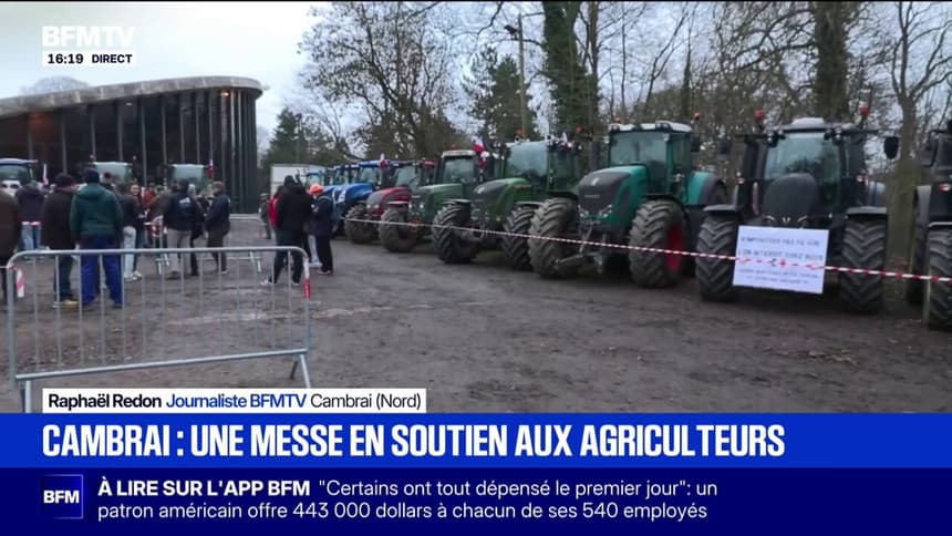 Cambrai: une messe célébrée par l'archevêque en soutien aux agriculteurs