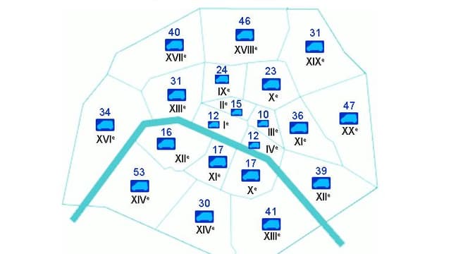 Répartition des stations Autolib' selon Les Echos