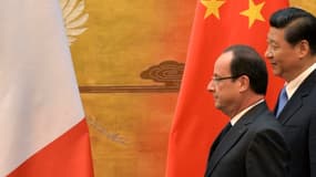 François Hollande et Xi Jinping au Palais du peuple à Pékin jeudi 25 avril.