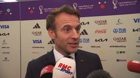 Emmanuel Macron au Qatar le 14 février 2022 après la qualification des Bleus en finale du Mondial