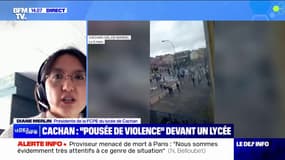 Violences devant un lycée à Cachan: "Nous ne pouvons pas adhérer à un mouvement de personnes habillées de noir" déclare Diane Merlin, présidente de la FCPE de l'établissement