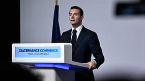 Le président du Rassemblement national, Jordan Bardella, au soir du premier tour des élections législatives, le 30 juin 2024.