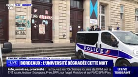 Réforme des retraites: les images des dégradations sur l'université de la Victoire à Bordeaux