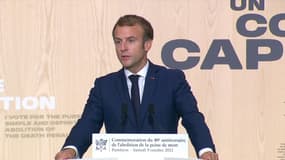 Emmanuel Macron au Panthéon à l'occasion des 40 ans de l'abolition de la peine de mort, le 9 octobre 2021.