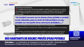 Des habitants de Bolbec sont privés d'eau potable après un incident sur le réseau