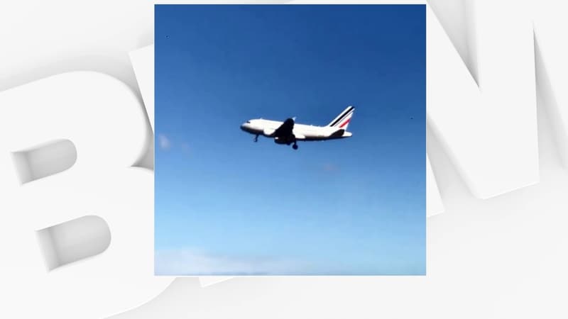 L'Airbus en train de redécoller à l'aéroport de Perpignan ce dimanche.