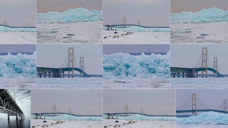 La glace bleue du lac Michigan, à Mackinac, a fasciné les réseaux sociaux.