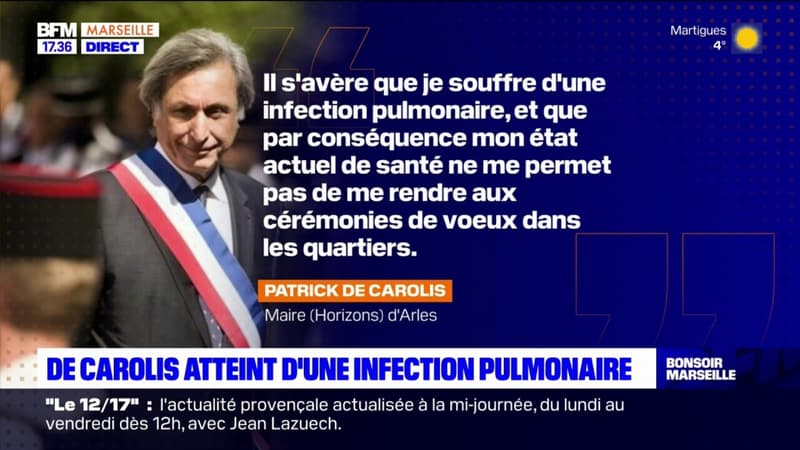 Arles: atteint d'une infection pulmonaire, le maire Patrick de Carolis manquera les cérémonies des voeux pendant plusieurs jours