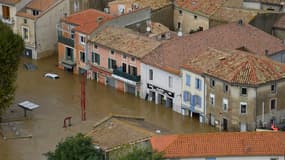 La ville inondée de Trèbes, près de Carcassonne, le 15 octobre 2018.