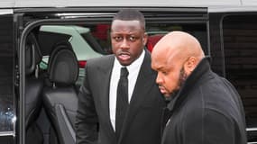 Benjamin Mendy en marge d'une audience préliminaire, mai 2022