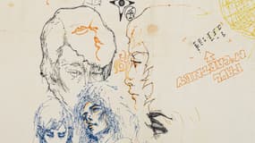 La nappe ornée des croquis des Beatles