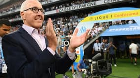 Le propriétaire américain de l'OM Frank McCourt lors du match de championnat contre Toulouse, le 10 août 2018 au stade Vélodrome à Marseille 
