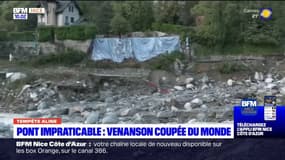 Tempête Aline: le pont de Venanson impraticable