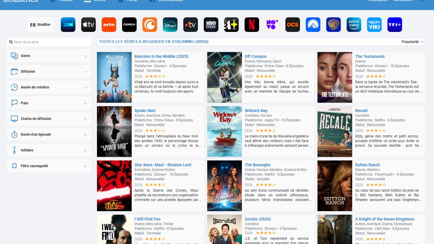 Le site BetaSeries