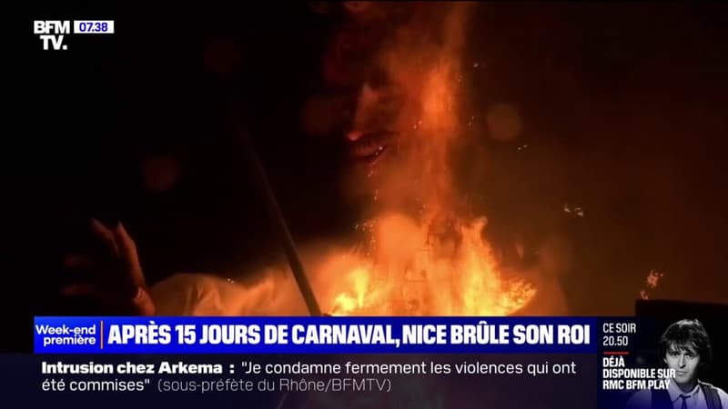 Fin du carnaval de Nice: la traditionnelle incinération du roi attire les foules