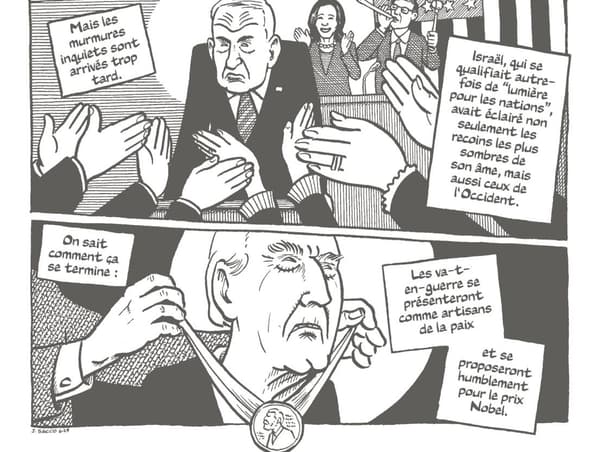 Un extrait d'une page de la BD "Guerre à Gaza" de Joe Sacco Un extrait d'une page de la BD "Guerre à Gaza" de Joe Sacco