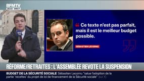 Sébastien Lecornu réagit après le vote de la suspension de la réforme des retraites par l'Assemblée nationale 