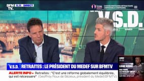 Geoffroy Roux de Bézieux (Medef) sur les retraites: "On sera vigilant à ce qui se passera au Parlement"