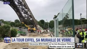 La Tour Eiffel protégée par un mur de verre