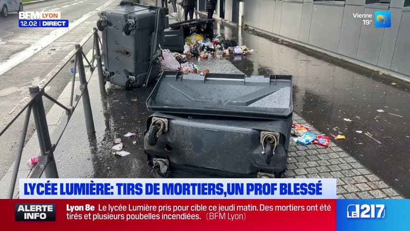 Lyon: des tirs de mortiers et des poubelles incendiées devant le lycée Auguste et Louis Lumière