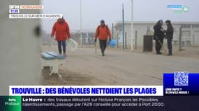 Trouville-sur-Mer: des bénévoles nettoient les plages