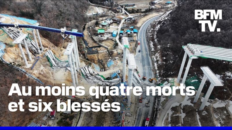 Corée du Sud: les images impressionnantes de l'effondrement d'un pont haut de 50 mètres