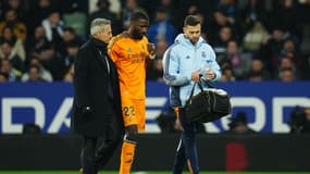 Antonio Rüdiger sorti sur blessure lors du match de Liga entre l'Espanyol et le Real Madrid, le 1er février 2025