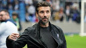 L'entraîneur Luka Elsner pendant un match de Reims en Ligue 1, le 10 novembre 2024