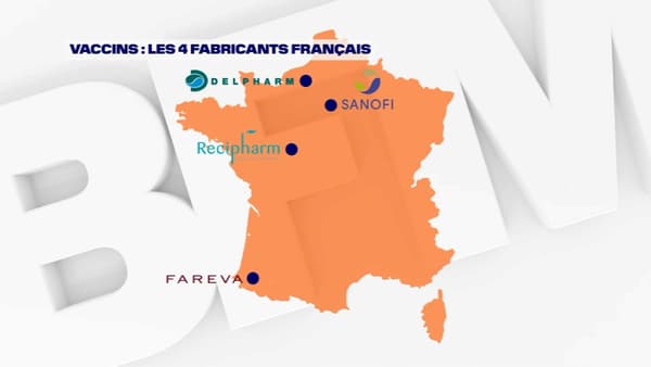 Les 4 sites qui vont produire des vaccins contre le Covid-19 en France.