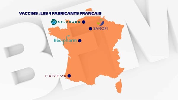 The four sites that will produce vaccines against Covid-19 in France.