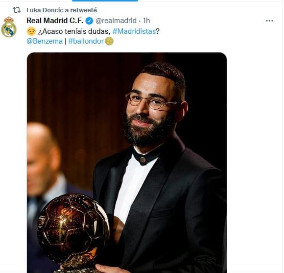 Luka Doncic retweete un message du Real après le sacre de Benzema