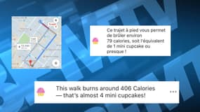 Google Maps proposait aux utilisateurs de comptabiliser le nombre de calories brûlées lors d'un itinéraire à pied.