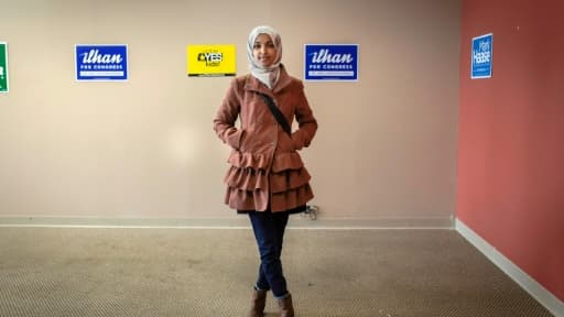 Ilhan Omar, candidate démocrate à la Chambre américaine des représentantes, le 13 octobre 2018 à Minneapolis, dans le Minnesota Ilhan Omar, candidate démocrate à la Chambre américaine des représentantes, le 13 octobre 2018 à Minneapolis, dans le Minnesota