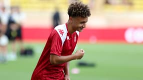 Le joueur de Monaco Eliesse Ben Seghir à l'entrainement, 20 août 2023