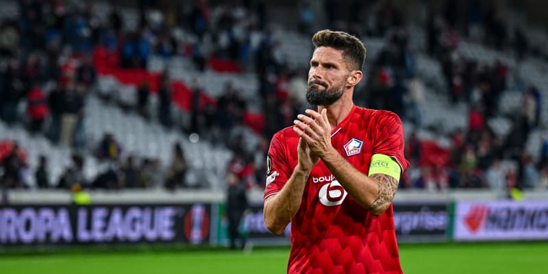 Olivier Giroud après la victoire de Lille contre Brann (2-1, Ligue Europa), le 25 septembre 2025