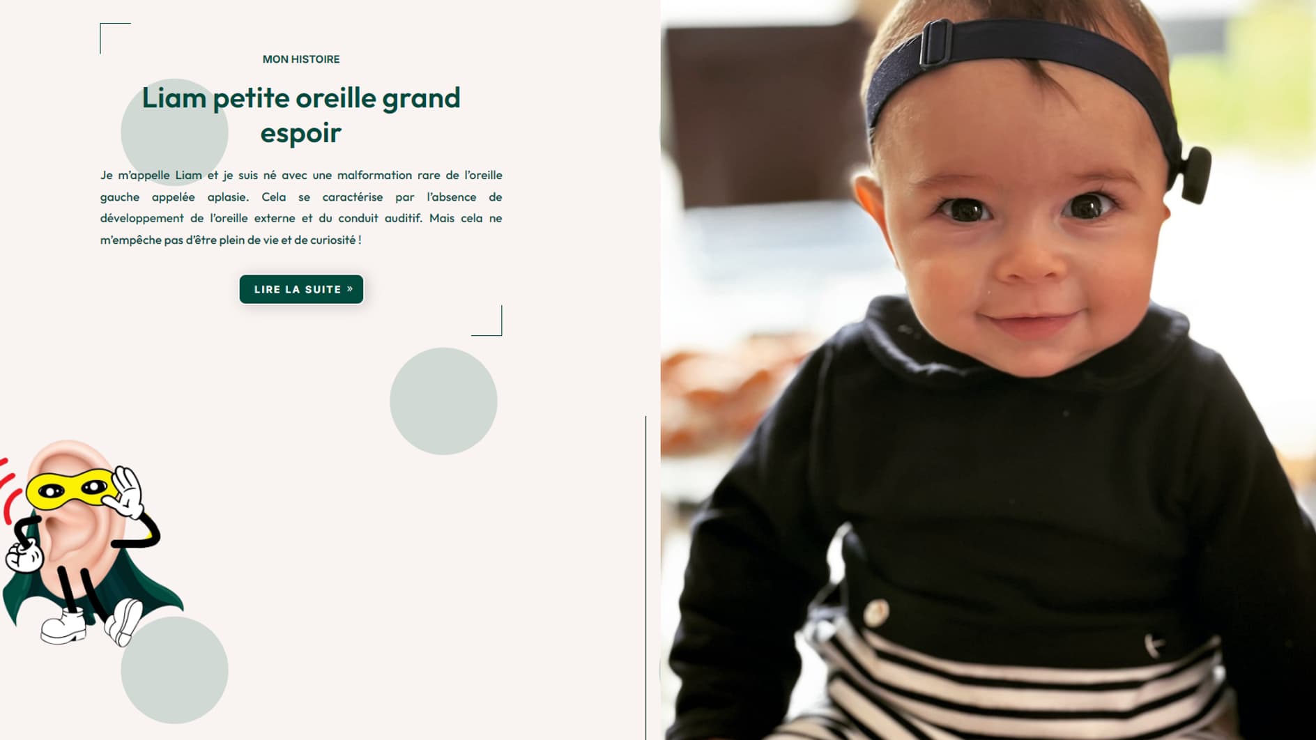 Site de l'association 'Liam petite oreille grand espoir'