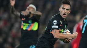 L'attaquant de l'Inter Lautaro Martinez auteur d'un but splendide sur le terrain de Liverpool en Ligue des champions le 8 mars 2022 