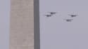 Des avions de guerre américains datant de la Seconde Guerre mondiale volent au-dessus Washington pour célébrer l'anniversaire de la victoire contre l'Allemagne nazie, vendredi 8 mai 2015.