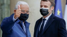 Antonio Costa et Emmanuel Macron à l'Élysée le 16 décembre 2020