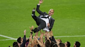 Pep Guardiola avec les joueurs du Barça, le 5 mai 2012