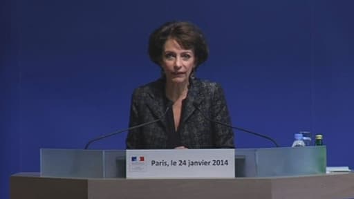La ministre de la Santé Marisol Touraine s'exprimant devant la presse le 24 janvier 2013