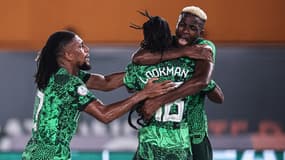 La joie d'Osimhen et Lookman sur l'ouverture du score du Nigeria en huitième de finale de la CAN, 27 janvier 2024