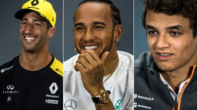 Daniel Ricciardo, Lewis Hamilton et Lando Norris