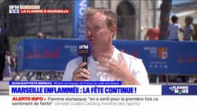 Marseille: l'émotion de l'athlète olympique Jean-Baptiste Bernaz à l'arrivée du Belem