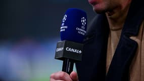 Un micro de Canal+ lors d'un match de Ligue des champions (illustration)